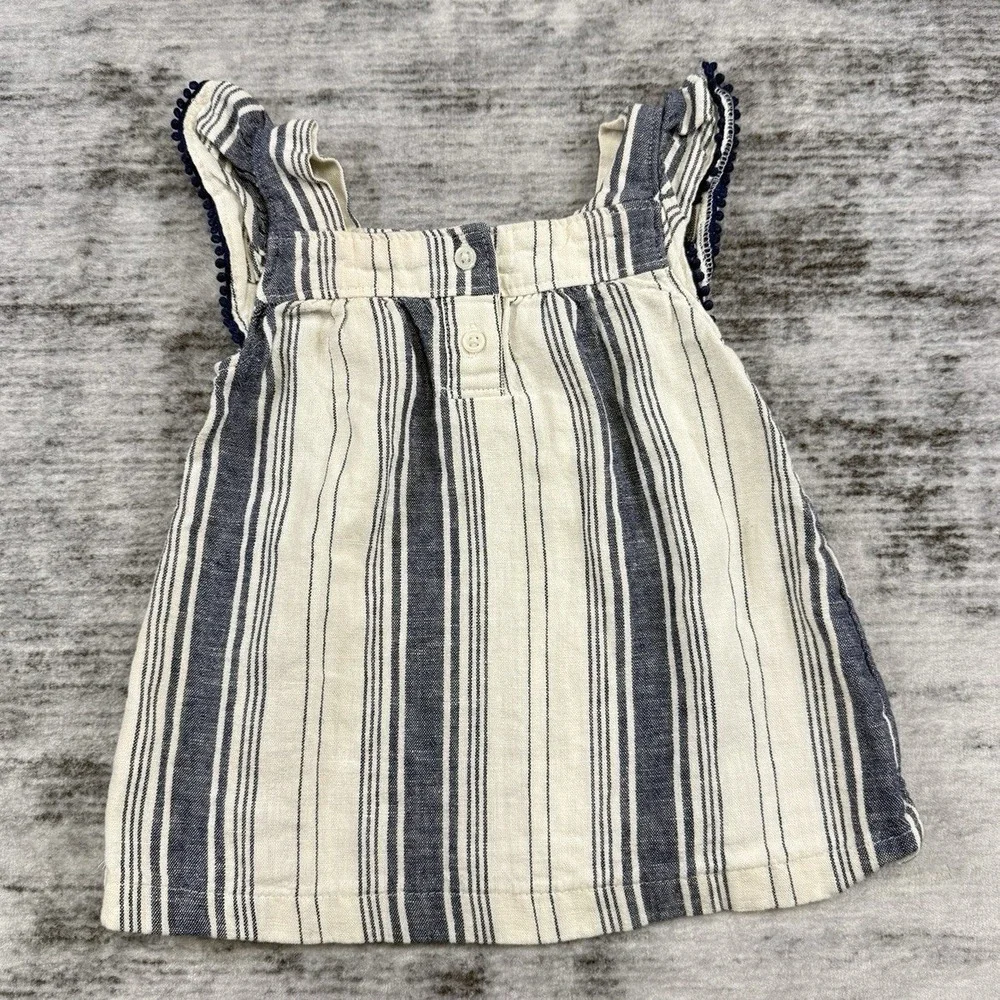 Carter's Linen Blend Tank Top Girls Size 3T Striped Nautical Beachy Boho